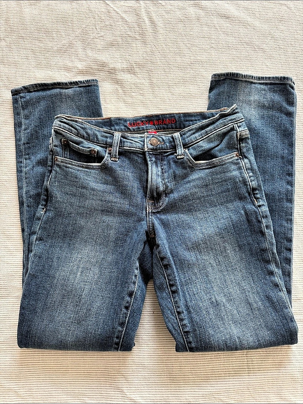 Lucky Brand Sweet Mid Rise Straight Jeans Blue Waist 28 R